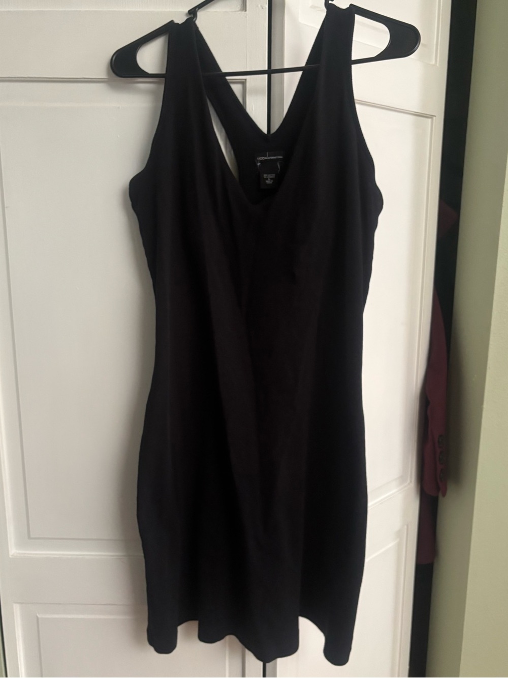 Moda International Large Black V-Neck Sleeveless Tank Dress Built in Bra